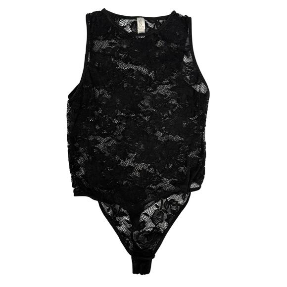 VINTAGE 90s VICTORIA'S SECRET S Black Lace Bodysuit Feminine Coquette Romantic - Picture 1 of 8